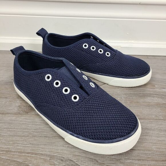 Joe Fresh Boy's Navy Blue Laceless Canvas Sneakers Size 1 Youth - Picture 4 of 14